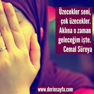 Üzecekler seni, çok üzecekler. Aklına o zaman geleceğim işte. Cemal Süreya