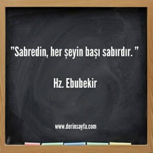 “Sabredin, her şeyin başı sabırdır. ”  Hz. Ebubekir