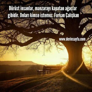 Dürüst insanlar, manzarayı kapatan ağaçlar gibidir. Onları kimse istemez. Furkan Çalışkan