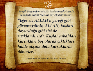 Eğer siz ALLAH’a gereği gibi güvenseydiniz, ALLAH, kuşları doyurduğu gibi sizi de rızıklandırırdı