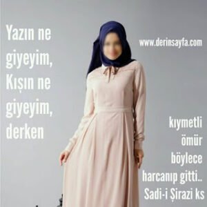 Yazın ne giyeyim, kışın ne giyeyim, derken kıymetli ömür böylece harcanıp gitti.. Sadi