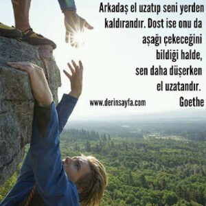 Arkadaş el uzatıp seni yerden kaldırandır. Dost ise onu da aşağı çekeceğini bildiği halde.. Goethe