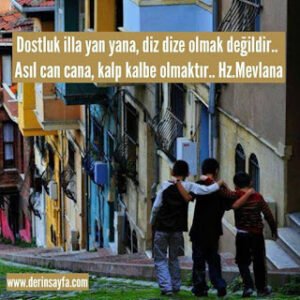 Dostluk illa yan yana, diz dize olmak değildir.. Asıl can cana, kalp kalbe olmaktır.. Hz.Mevlana