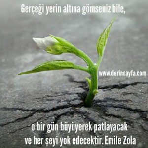 Gerçeği yerin altına gömseniz bile, o bir gün büyüyerek patlayacak ve her şeyi yok edecektir.  Emile Zola