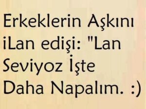 Erkeklerin aşkını ilan edişi : "Lan
seviyoz işte daha napalım". :)