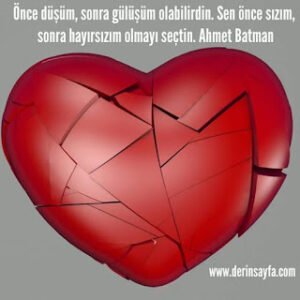 Önce düşüm, sonra gülüşüm olabilirdin. Sen önce sızım, sonra hayırsızım olmayı seçtin. Ahmet Batman