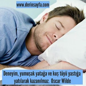 Deneyim, yumuşak yatağa ve kuş tüyü yastığa yatılarak kazanılmaz. Oscar Wilde