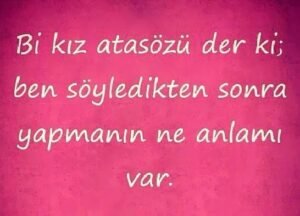 Bir kız atasözü der ki; ben
söyledikten sonra yapmanın ne
anlamı var. :)