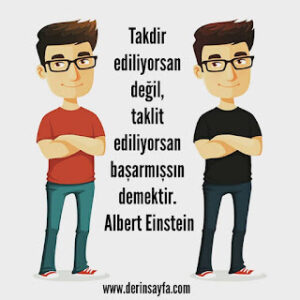Takdir ediliyorsan değil, taklit ediliyorsan başarmışsın demektir. Albert Einstein
