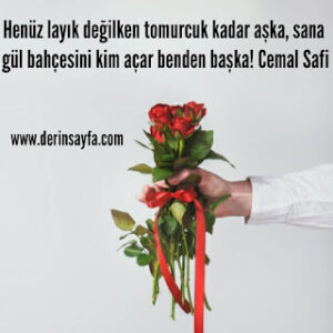 Henüz layık değilken tomurcuk kadar aşka, Sana gül bahçesini kim açar benden başka! Cemal Safi
