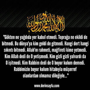 “Gökten ne yağdıda yer kabul etmedi. Toprağa ne ekildi de bitmedi. Bu dünya’ya kim geldi de gitmedi.”