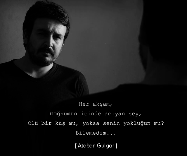 Her akşam göğsümün içinde acıyan şey ölü bir kuş mu , yoksa senin yokluğun mu ? Atakan Gülgar