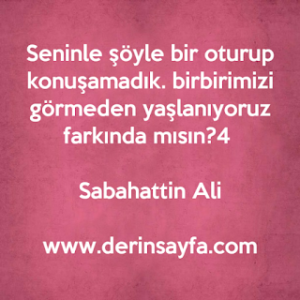 Seninle şöyle bir oturup konuşamadık. Birbirimizi görmeden yaşlanıyoruz farkında mısın? Sabahattin Ali