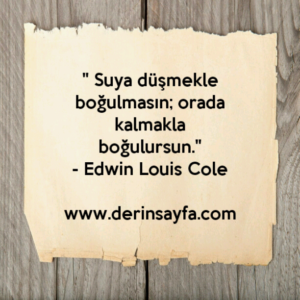" Suya düşmekle boğulmasın; orada kalmakla
boğulursun."
– Edwin Louis Cole