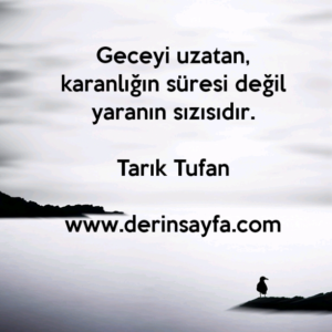 Geceyi uzatan, karanlığın süresi değil yaranın sızısıdır.

Tarık Tufan