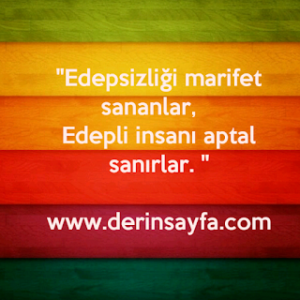 “Edepsizliği marifet sananlar, Edepli insanı aptal sanırlar.. “