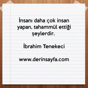 İnsanı daha çok insan yapan, tahammül ettiği şeylerdir. – İbrahim Tenekeci