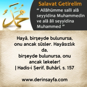 Hayâ, birşeyde bulunursa, onu ancak süsler. Hayâsızlık da,birşeyde bulunursa, onu ancak lekeler!| Hadis