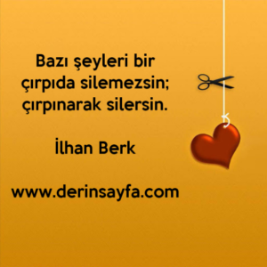 Bazı şeyleri bir çırpıda silemezsin; çırpınarak silersin. – İlhan Berk