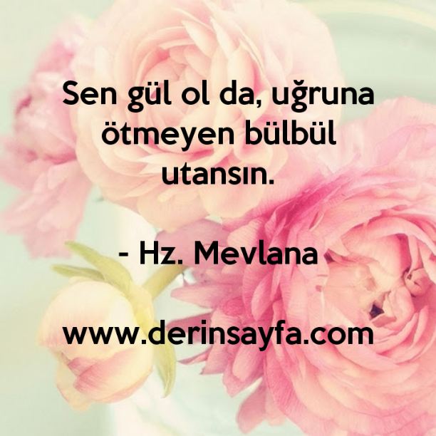 Sen gül ol da, uğruna ötmeyen bülbül utansın.

– Hz