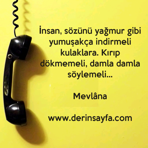 İnsan, sözünü yağmur gibi yumuşakça indirmeli kulaklara.

Mevlâna
