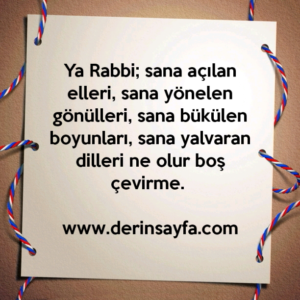 Ya Rabbi; sana açılan elleri, sana yönelen gönülleri, sana bükülen boyunları, sana yalvaran dilleri ne olur boş çevirme.