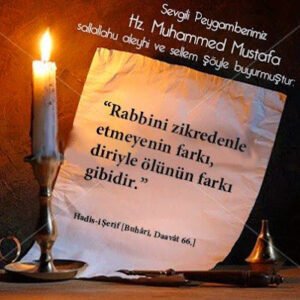 Rabbini zikredenle etmeyenin farkı, diriyle ölünün farkı gibidir