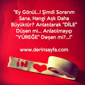 “Ey Gönül…! Şimdi Sorarım Sana, Hangi Aşk Daha Büyüktür? Anlatılarak “DİLE” Düşen mi…?”