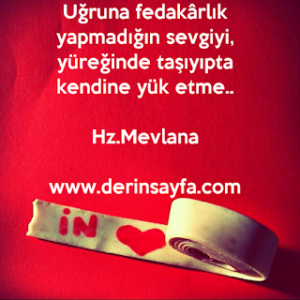 Uğruna fedakârlık yapmadığın sevgiyi, yüreğinde taşıyıpta kendine yük etme,!” [Mevlânâ]