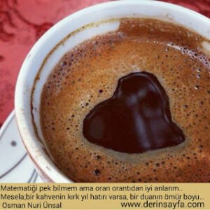 Matematiği pek bilmem ama oran orantıdan iyi anlarım..  Mesela;bir kahvenin kırk yıl hatırı varsa, bir duanın..  Osman Nuri Ünsal