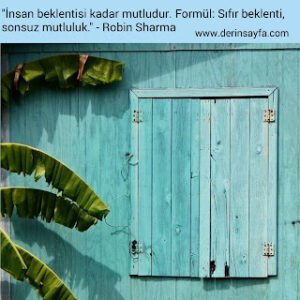 “İnsan beklentisi kadar mutludur. Formül: Sıfır beklenti, sonsuz mutluluk.” – Robin Sharma