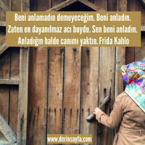 Beni anlamadın demeyeceğim. Beni anladın. Zaten en dayanılmaz acı buydu. Frida Kahlo