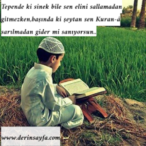 “Tepende ki sinek bile sen elini sallamadan gitmezken, başında ki şeytan sen Kurana sarılmadan gider mi sanıyorsun.”