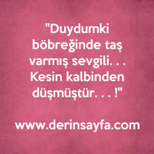 Duydumki böbreğinde taş varmış sevgili. . . Kesin kalbinden düşmüştür. . . !