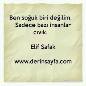Ben soğuk biri değilim, Sadece bazı insanlar cıvık.  – Elif Şafak