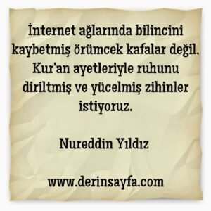 İnternet ağlarında bilincini kaybetmiş örümcek kafalar değil..
Nureddin Yıldız