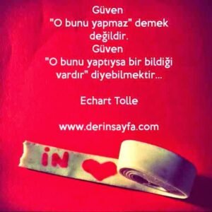 Güven 
"O bunu yapmaz" demek değildir.
Güven 
"O bunu yaptıysa bir bildiği vardır"

Echart Tolle