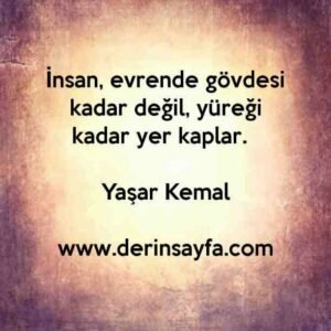İnsan, evrende gövdesi kadar değil, yüreği kadar yer kaplar. – Yaşar Kemal