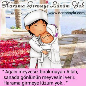 " Ağacı meyvesiz bırakmayan Allah, sanada gönlünün meyvesini verir.. Harama girmeye lüzum yok.. "