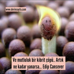 Ve mutluluk bir kibrit çöpü.. Artık ne kadar yanarsa… Edip Cansever