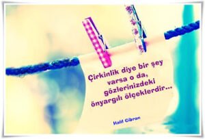 Çirkinlik diye bir şey varsa, o da, gözlerinizdeki önyargılı ölçeklerdir…  Halil Cibran