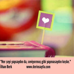 "Her şeyi yapsaydın da, seviyormuş gibi yapmasaydın keşke."

İlhan Berk