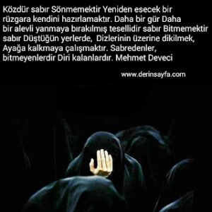 Közdür sabır Sönmemektir Yeniden esecek bir rüzgara kendini hazırlamaktır. Mehmet Deveci