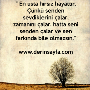 " En usta hırsız hayattır. Çünkü senden sevdiklerini çalar, zamanını çalar, hatta seni senden çalar ve sen farkında bile olmazsın."
