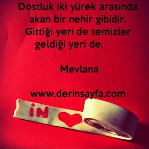 Dostluk iki yürek arasında akan bir nehir gibidir. Gittiği yeri de temizler geldiği yeri de. – Mevlana
