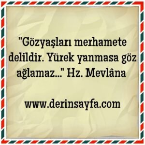 "Gözyaşları merhamete delildir. Yürek yanmasa göz ağlamaz…" Hz. Mevlana