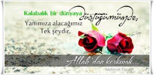 Kalabalık bir dünyaya düştüğümüzde,  yanımıza alacağımız tek şeydir, Allah’dan korkmak.  Mehmet Deveci