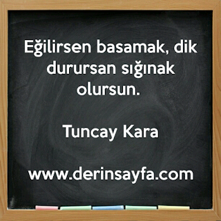 Eğilirsen basamak, dik durursan sığınak olursun.Tuncay Kara