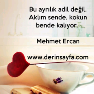Bu ayrılık adil değil. Aklım sende, kokun bende kalıyor.. Mehmet Ercan