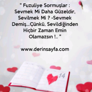 Fuzuliye Sormuşlar : Sevmek Mi Daha Güzeldir, Sevilmek Mi ?